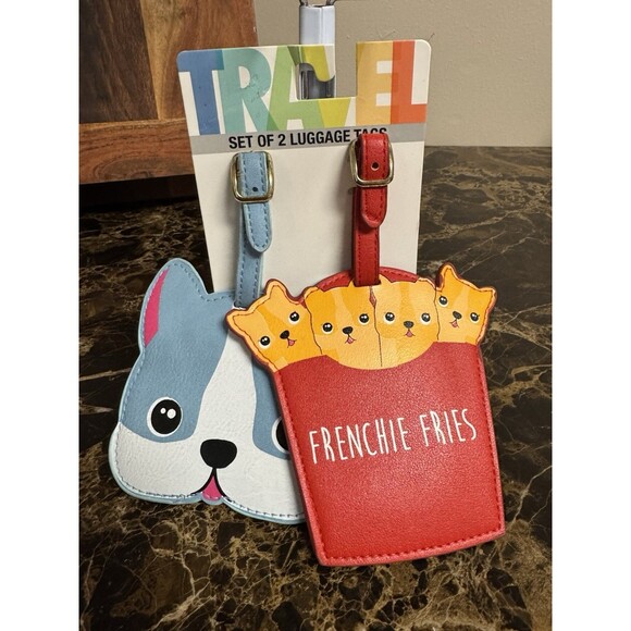 Travel Luggage Tags Frenchie / Boston Terrier Dog Set Of 2 - Picture 1 of 6